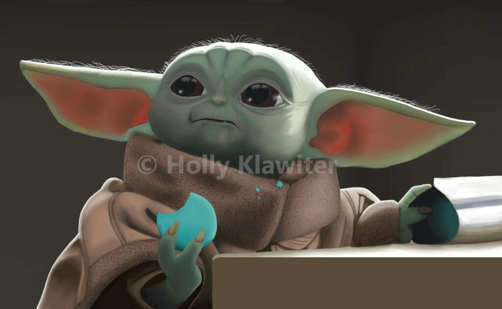 Digital Painting of Grogu from The Mandalorian
