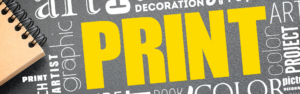 A collage of several words is seen, with "PRINT" being largest and boldest.